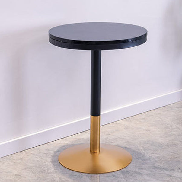 Industrial Style Black Iron Bar Table Wood Round Top Bistro Table with Pedestal Clearhalo 'Bar Furniture' 'Bar Tables' 'bar_tables' 'furn' 'furn_bar_tables' 'Furniture' 'furniture_bar_tables' 'Kitchen & Dining Furniture' 4440335