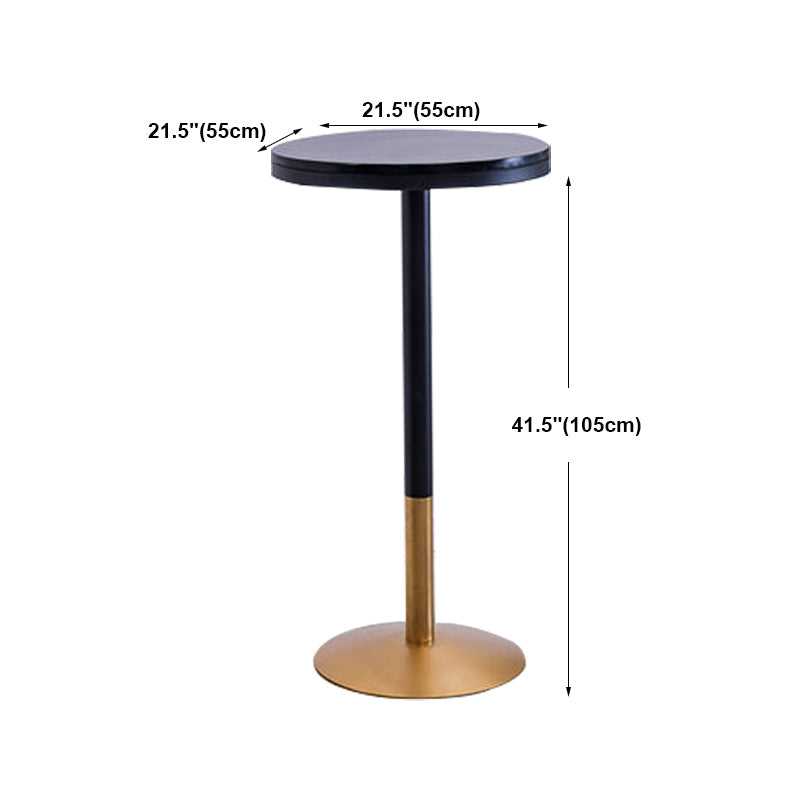 Industrial Style Black Iron Bar Table Wood Round Top Bistro Table with Pedestal Clearhalo 'Bar Furniture' 'Bar Tables' 'bar_tables' 'furn' 'furn_bar_tables' 'Furniture' 'furniture_bar_tables' 'Kitchen & Dining Furniture' 4440337