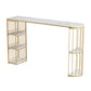 Industrial Style Iron Bar Table Faux Marble White Top 41.3"H Bistro Table with Storage Gold Without Chairs Clearhalo 'Bar Furniture' 'Bar Tables' 'bar_tables' 'furn' 'furn_bar_tables' 'Furniture' 'furniture_bar_tables' 'Kitchen & Dining Furniture' 4440341