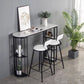Industrial Style Iron Bar Table Faux Marble White Top 41.3"H Bistro Table with Storage Clearhalo 'Bar Furniture' 'Bar Tables' 'bar_tables' 'furn' 'furn_bar_tables' 'Furniture' 'furniture_bar_tables' 'Kitchen & Dining Furniture' 4440348