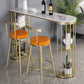 Industrial Style Iron Bar Table Faux Marble White Top 41.3"H Bistro Table with Storage Clearhalo 'Bar Furniture' 'Bar Tables' 'bar_tables' 'furn' 'furn_bar_tables' 'Furniture' 'furniture_bar_tables' 'Kitchen & Dining Furniture' 4440352
