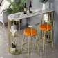 Industrial Style Iron Bar Table Faux Marble White Top 41.3"H Bistro Table with Storage Clearhalo 'Bar Furniture' 'Bar Tables' 'bar_tables' 'furn' 'furn_bar_tables' 'Furniture' 'furniture_bar_tables' 'Kitchen & Dining Furniture' 4440353