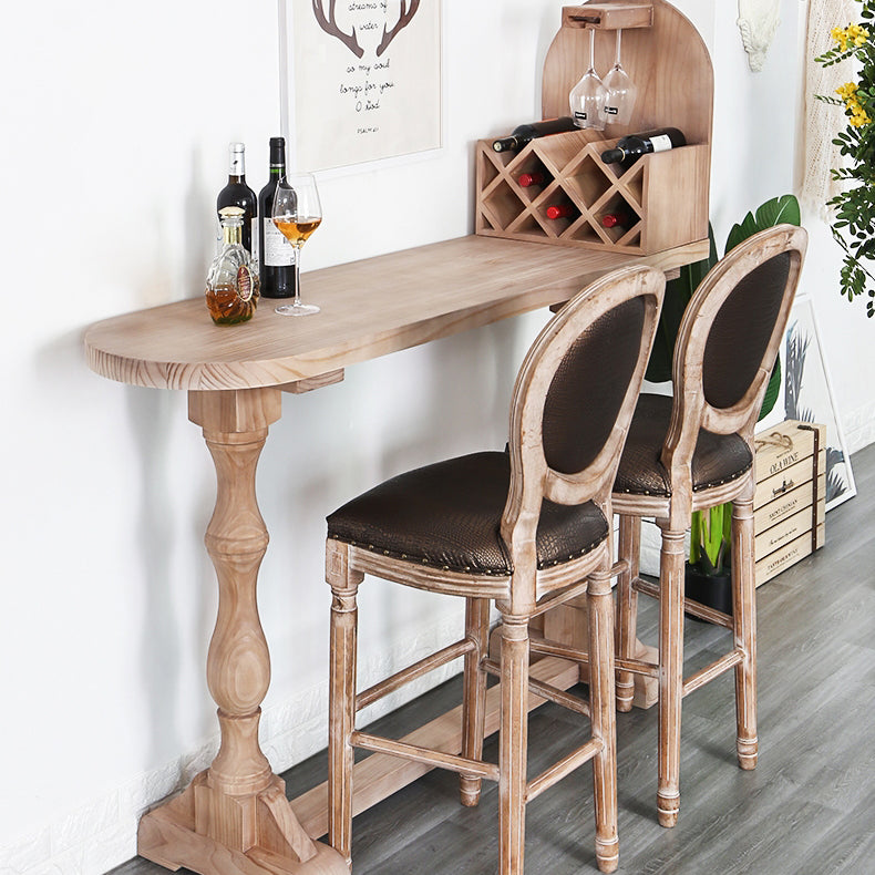 Industrial Style Bar Table Wood Specialty Top 41.3"H Bistro Table with Wine Rack 70.9"L x 19.7"W x 41.3"H Without Chairs Clearhalo 'Bar Furniture' 'Bar Tables' 'bar_tables' 'furn' 'furn_bar_tables' 'Furniture' 'furniture_bar_tables' 'Kitchen & Dining Furniture' 4440376