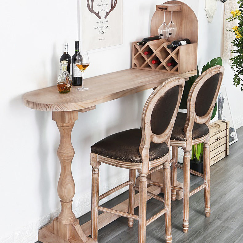 Industrial Style Bar Table Wood Specialty Top 41.3"H Bistro Table with Wine Rack 63"L x 19.7"W x 41.3"H Without Chairs Clearhalo 'Bar Furniture' 'Bar Tables' 'bar_tables' 'furn' 'furn_bar_tables' 'Furniture' 'furniture_bar_tables' 'Kitchen & Dining Furniture' 4440377
