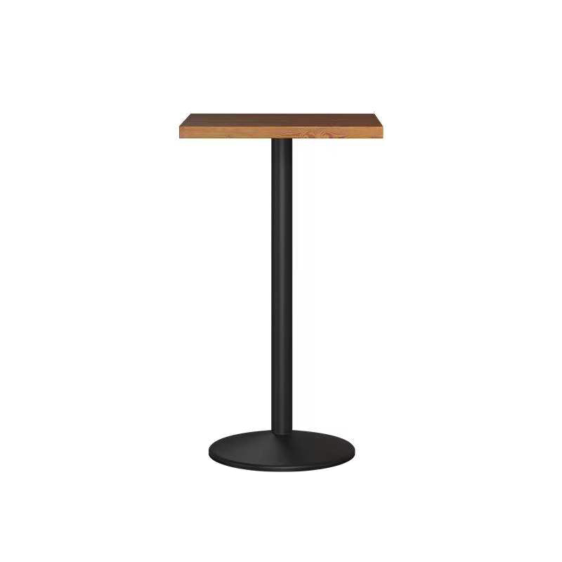 Industrial Style Black Iron Bar Table Wood Brown Top Bistro Table with Pedestal Clearhalo 'Bar Furniture' 'Bar Tables' 'bar_tables' 'furn' 'furn_bar_tables' 'Furniture' 'furniture_bar_tables' 'Kitchen & Dining Furniture' 4440393