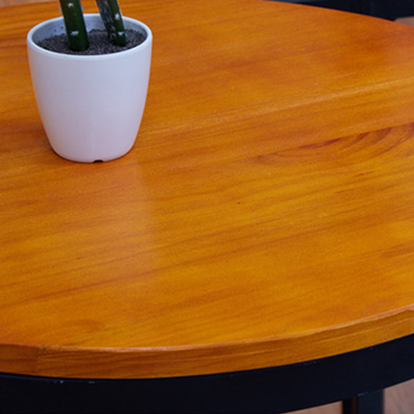 Industrial Style Black Iron Bar Table Wood Brown Top Bistro Table with Pedestal Clearhalo 'Bar Furniture' 'Bar Tables' 'bar_tables' 'furn' 'furn_bar_tables' 'Furniture' 'furniture_bar_tables' 'Kitchen & Dining Furniture' 4440396