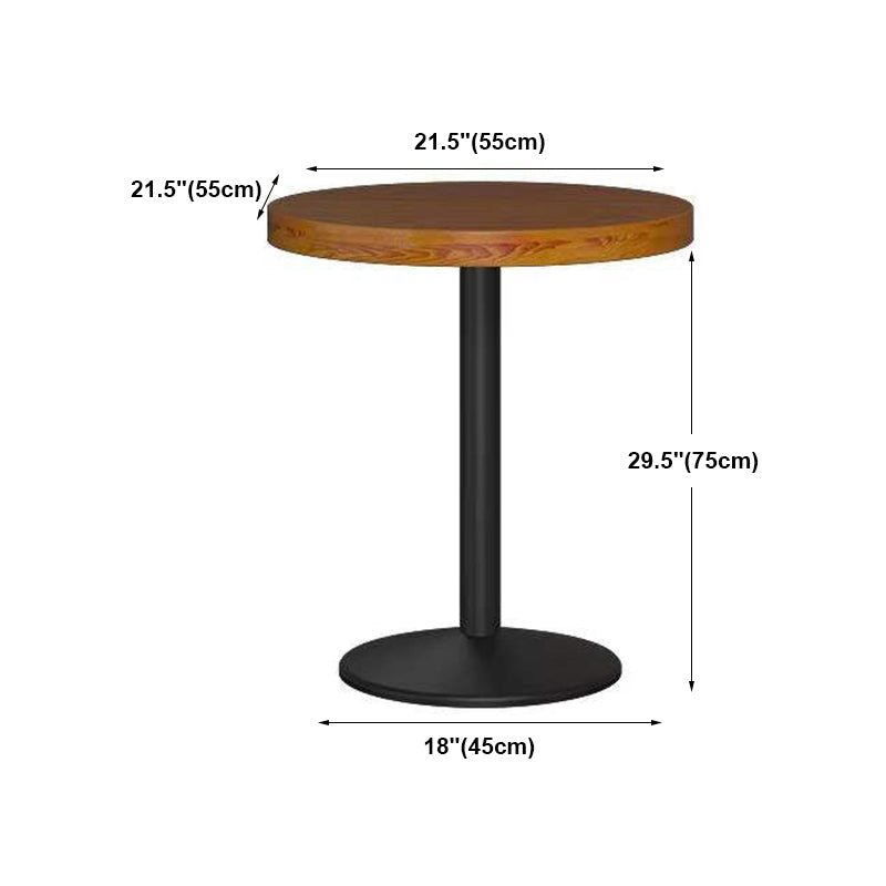 Industrial Style Black Iron Bar Table Wood Brown Top Bistro Table with Pedestal Clearhalo 'Bar Furniture' 'Bar Tables' 'bar_tables' 'furn' 'furn_bar_tables' 'Furniture' 'furniture_bar_tables' 'Kitchen & Dining Furniture' 4440400