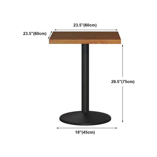 Industrial Style Black Iron Bar Table Wood Brown Top Bistro Table with Pedestal Clearhalo 'Bar Furniture' 'Bar Tables' 'bar_tables' 'furn' 'furn_bar_tables' 'Furniture' 'furniture_bar_tables' 'Kitchen & Dining Furniture' 4440402