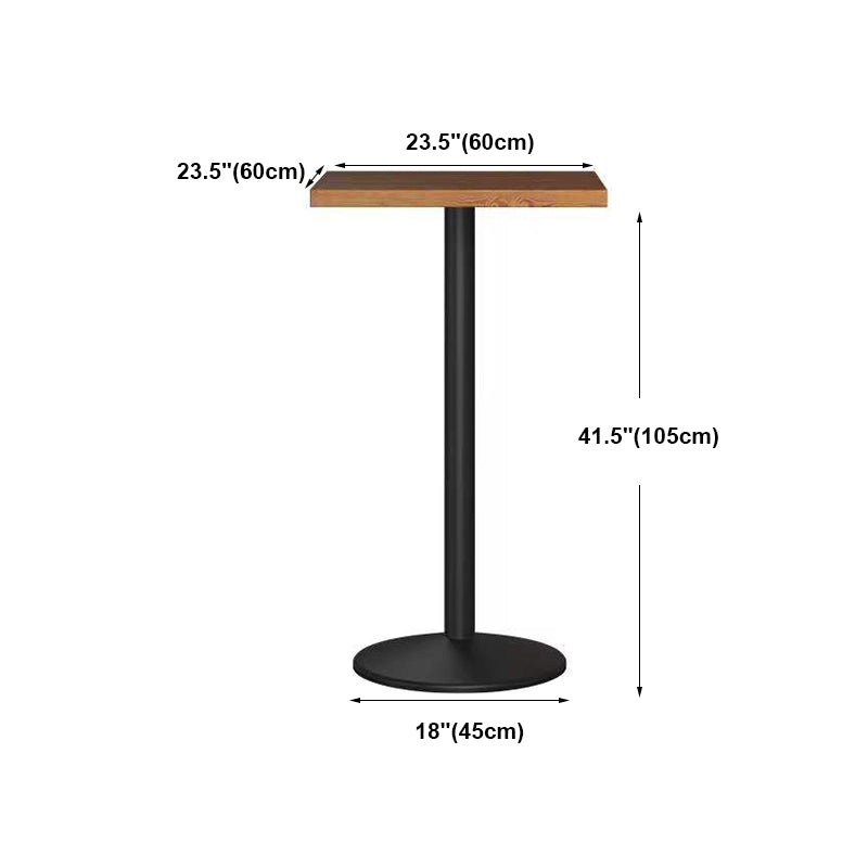 Industrial Style Black Iron Bar Table Wood Brown Top Bistro Table with Pedestal Clearhalo 'Bar Furniture' 'Bar Tables' 'bar_tables' 'furn' 'furn_bar_tables' 'Furniture' 'furniture_bar_tables' 'Kitchen & Dining Furniture' 4440403