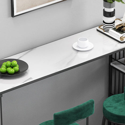 Industrial Iron Bar Table Faux Marble White Specialty Top 41.3"H Bistro Table Clearhalo 'Bar Furniture' 'Bar Tables' 'bar_tables' 'furn' 'furn_bar_tables' 'Furniture' 'furniture_bar_tables' 'Kitchen & Dining Furniture' 4440410