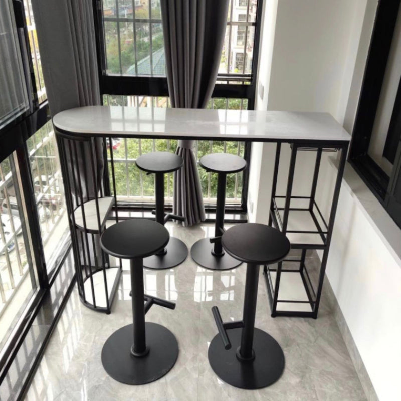 Industrial Iron Bar Table Faux Marble White Specialty Top 41.3"H Bistro Table Clearhalo 'Bar Furniture' 'Bar Tables' 'bar_tables' 'furn' 'furn_bar_tables' 'Furniture' 'furniture_bar_tables' 'Kitchen & Dining Furniture' 4440412