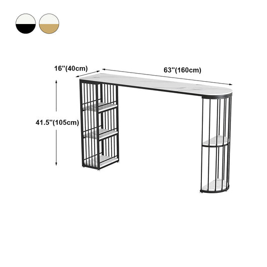Industrial Iron Bar Table Faux Marble White Specialty Top 41.3"H Bistro Table Clearhalo 'Bar Furniture' 'Bar Tables' 'bar_tables' 'furn' 'furn_bar_tables' 'Furniture' 'furniture_bar_tables' 'Kitchen & Dining Furniture' 4440416