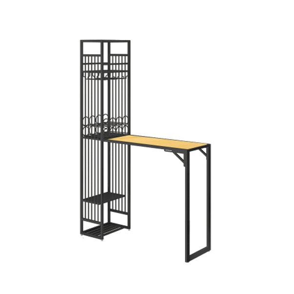 Glam Style Iron Bar Table 41.3"H Bistro Table with Wine Rack for Living Room 53"L x 17"W x 41"H Wood Without Chairs Clearhalo 'Bar Furniture' 'Bar Tables' 'bar_tables' 'furn' 'furn_bar_tables' 'Furniture' 'furniture_bar_tables' 'Kitchen & Dining Furniture' 4440465