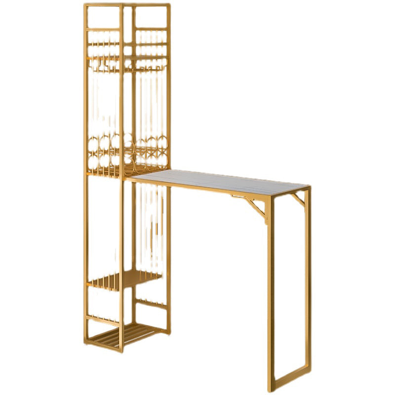 Glam Style Iron Bar Table 41.3"H Bistro Table with Wine Rack for Living Room Clearhalo 'Bar Furniture' 'Bar Tables' 'bar_tables' 'furn' 'furn_bar_tables' 'Furniture' 'furniture_bar_tables' 'Kitchen & Dining Furniture' 4440468
