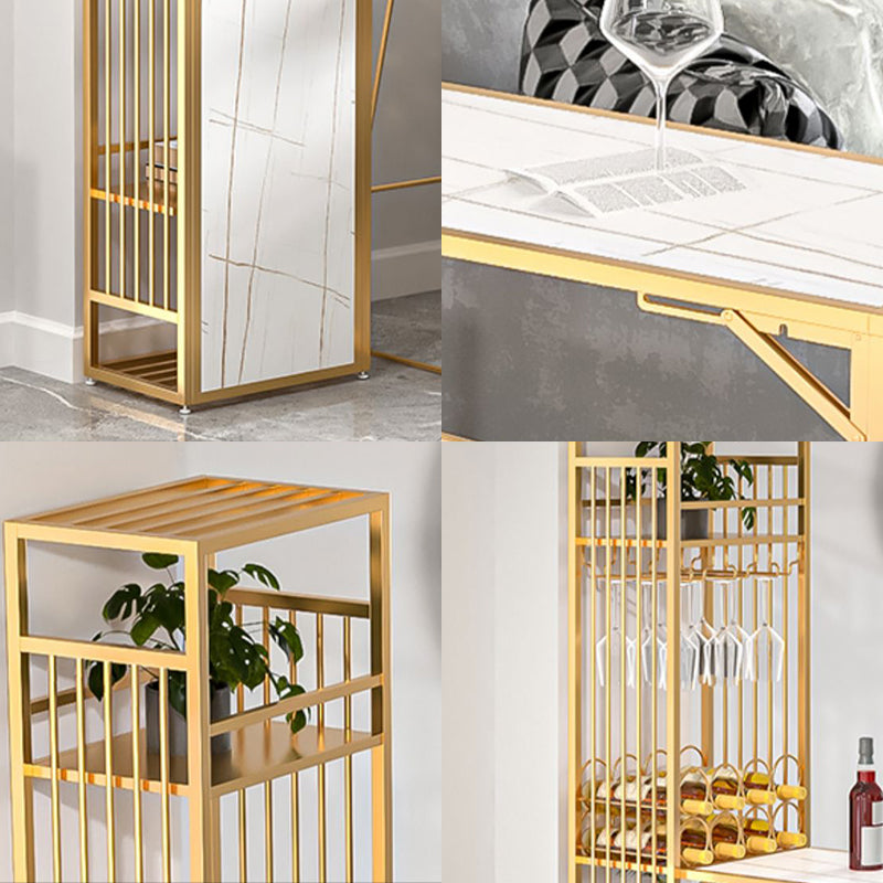 Glam Style Iron Bar Table 41.3"H Bistro Table with Wine Rack for Living Room Clearhalo 'Bar Furniture' 'Bar Tables' 'bar_tables' 'furn' 'furn_bar_tables' 'Furniture' 'furniture_bar_tables' 'Kitchen & Dining Furniture' 4440469