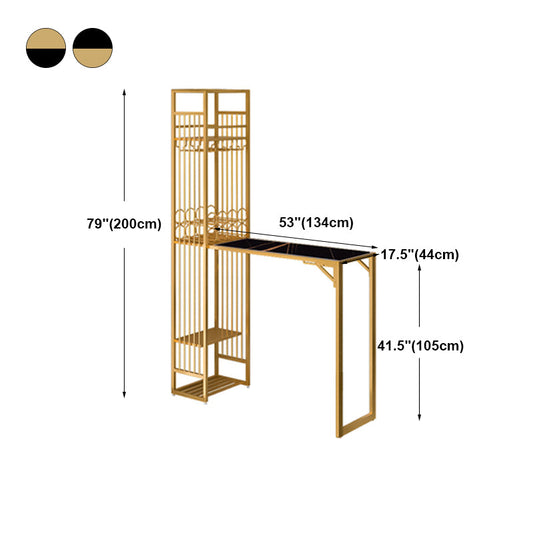 Glam Style Iron Bar Table 41.3"H Bistro Table with Wine Rack for Living Room Clearhalo 'Bar Furniture' 'Bar Tables' 'bar_tables' 'furn' 'furn_bar_tables' 'Furniture' 'furniture_bar_tables' 'Kitchen & Dining Furniture' 4440473