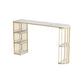 Industrial Style Iron Bar Table Faux Marble White Top 41.3"H Bistro Table Gold Without Chairs Clearhalo 'Bar Furniture' 'Bar Tables' 'bar_tables' 'furn' 'furn_bar_tables' 'Furniture' 'furniture_bar_tables' 'Kitchen & Dining Furniture' 4440475