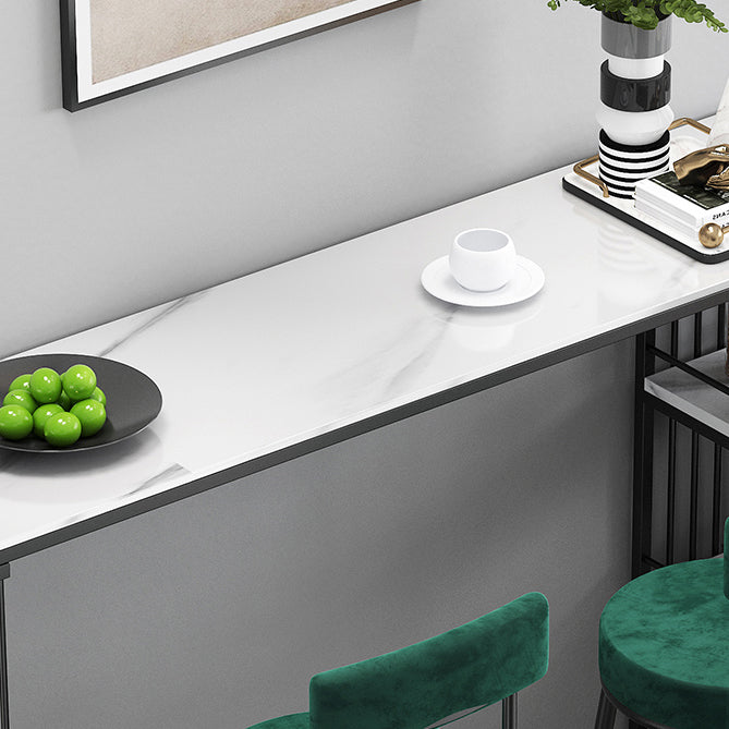 Industrial Style Iron Bar Table Faux Marble White Top 41.3"H Bistro Table Clearhalo 'Bar Furniture' 'Bar Tables' 'bar_tables' 'furn' 'furn_bar_tables' 'Furniture' 'furniture_bar_tables' 'Kitchen & Dining Furniture' 4440482