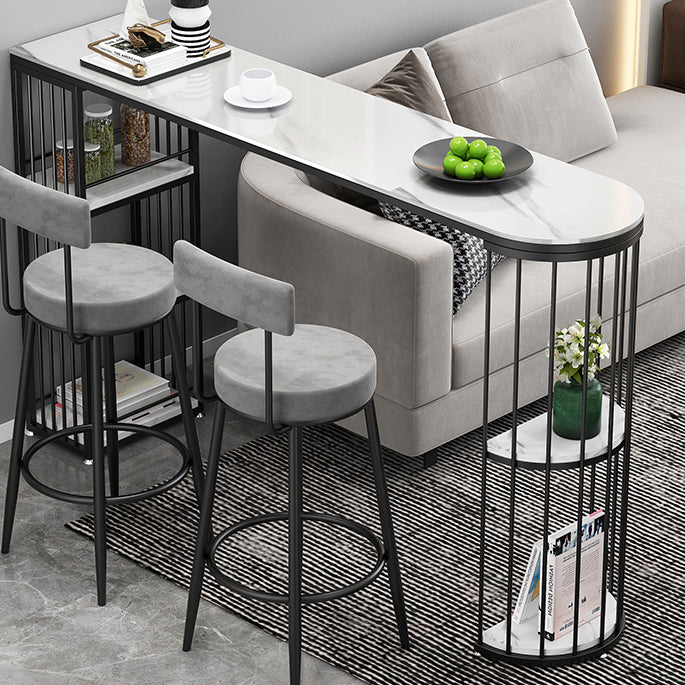 Industrial Style Iron Bar Table Faux Marble White Top 41.3"H Bistro Table Clearhalo 'Bar Furniture' 'Bar Tables' 'bar_tables' 'furn' 'furn_bar_tables' 'Furniture' 'furniture_bar_tables' 'Kitchen & Dining Furniture' 4440483
