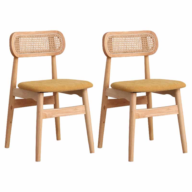 Modern Solid Rubberwood Dining Chair Open Back Kitchen Dining Chairs Yellow 2 Piece Set Clearhalo ' kitchen&dining_furn' 'Dining Chairs' 'Dining Tables & Seating' 'dining_chair' 'furn' 'furn_dining_chair' 'Furniture' 'furniture_dining_chair' 'Kitchen & Dining Furniture' 'kitchen' 4440534