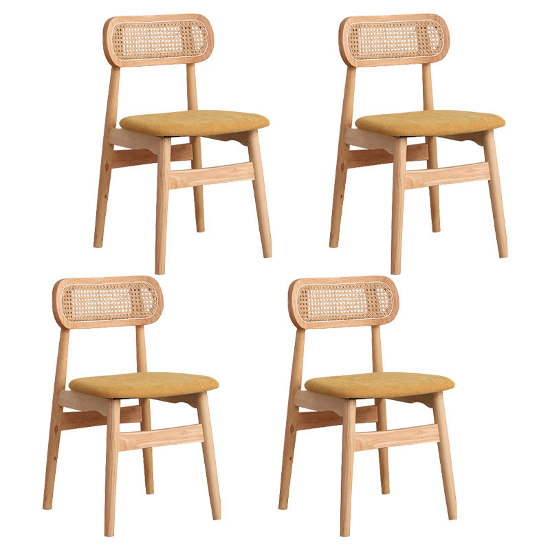 Modern Solid Rubberwood Dining Chair Open Back Kitchen Dining Chairs Yellow 4 Piece Set Clearhalo ' kitchen&dining_furn' 'Dining Chairs' 'Dining Tables & Seating' 'dining_chair' 'furn' 'furn_dining_chair' 'Furniture' 'furniture_dining_chair' 'Kitchen & Dining Furniture' 'kitchen' 4440536