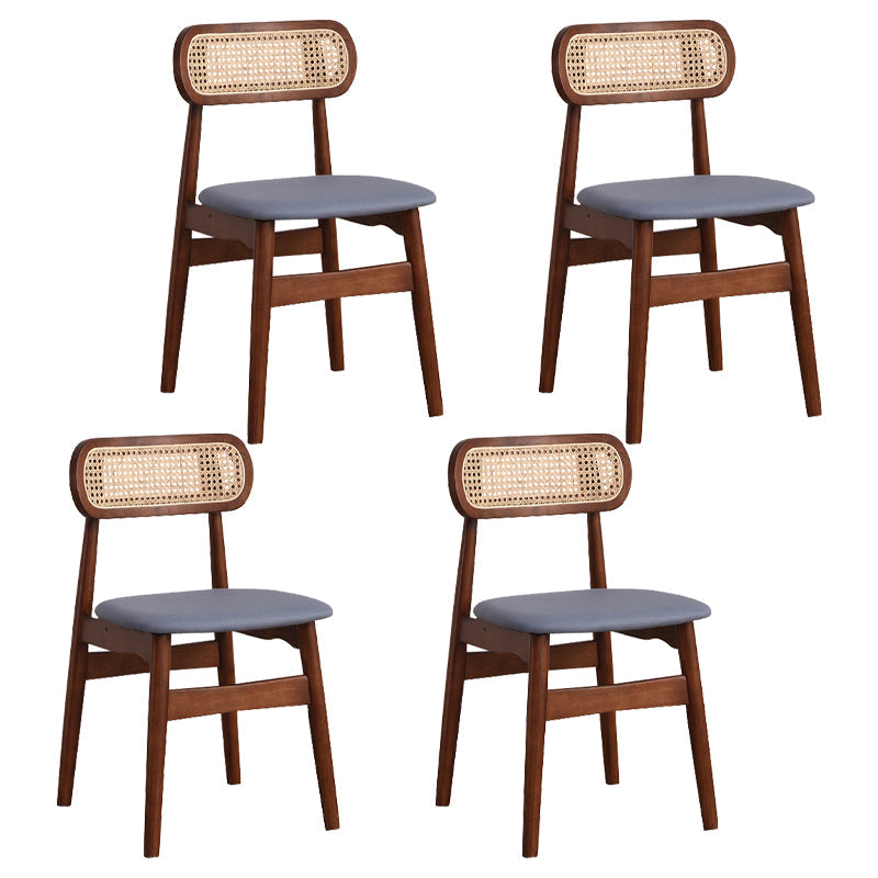 Modern Solid Rubberwood Dining Chair Open Back Kitchen Dining Chairs Blue-Brown 4 Piece Set Clearhalo ' kitchen&dining_furn' 'Dining Chairs' 'Dining Tables & Seating' 'dining_chair' 'furn' 'furn_dining_chair' 'Furniture' 'furniture_dining_chair' 'Kitchen & Dining Furniture' 'kitchen' 4440566