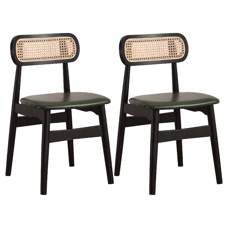 Modern Solid Rubberwood Dining Chair Open Back Kitchen Dining Chairs Green-Black 2 Piece Set Clearhalo ' kitchen&dining_furn' 'Dining Chairs' 'Dining Tables & Seating' 'dining_chair' 'furn' 'furn_dining_chair' 'Furniture' 'furniture_dining_chair' 'Kitchen & Dining Furniture' 'kitchen' 4440577