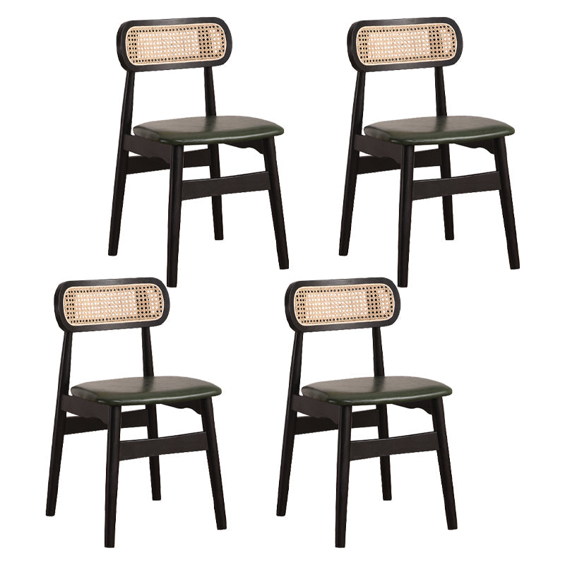 Modern Solid Rubberwood Dining Chair Open Back Kitchen Dining Chairs Green-Black 4 Piece Set Clearhalo ' kitchen&dining_furn' 'Dining Chairs' 'Dining Tables & Seating' 'dining_chair' 'furn' 'furn_dining_chair' 'Furniture' 'furniture_dining_chair' 'Kitchen & Dining Furniture' 'kitchen' 4440578
