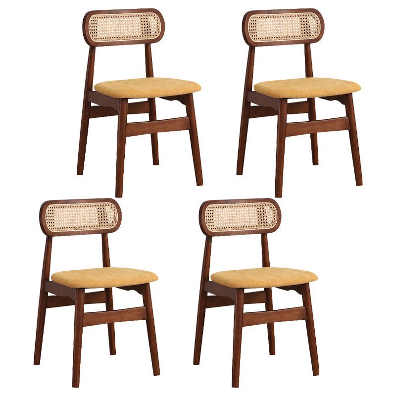 Modern Solid Rubberwood Dining Chair Open Back Kitchen Dining Chairs Yellow-Brown 4 Piece Set Clearhalo ' kitchen&dining_furn' 'Dining Chairs' 'Dining Tables & Seating' 'dining_chair' 'furn' 'furn_dining_chair' 'Furniture' 'furniture_dining_chair' 'Kitchen & Dining Furniture' 'kitchen' 4440581