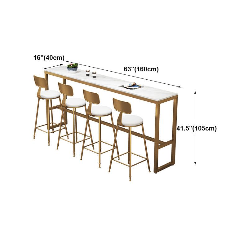 Glam Style Bar Table in Faux Marble and Iron Top Bar Table for Restaurant, Only Table Clearhalo 'Bar Furniture' 'Bar Tables' 'bar_tables' 'furn' 'furn_bar_tables' 'Furniture' 'furniture_bar_tables' 'Kitchen & Dining Furniture' 4440595