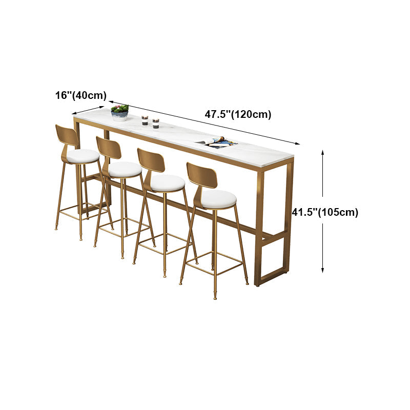 Glam Style Bar Table in Faux Marble and Iron Top Bar Table for Restaurant, Only Table Clearhalo 'Bar Furniture' 'Bar Tables' 'bar_tables' 'furn' 'furn_bar_tables' 'Furniture' 'furniture_bar_tables' 'Kitchen & Dining Furniture' 4440596