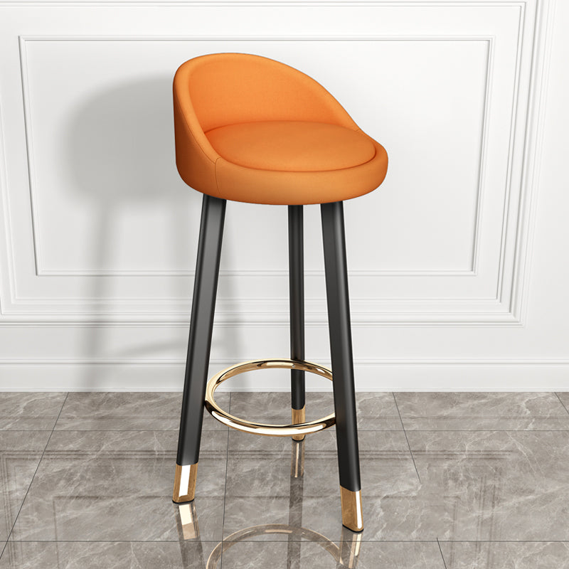 Modern Style Bar-stool with Low Back Round Leather Seat Barstools, 1 Piece Orange Black Clearhalo 'Bar Furniture' 'Bar Stools' 'bar_stools' 'furn' 'furn_bar_stools' 'furniture_bar_stools' 'Kitchen & Dining Furniture' 'kitchen&dining_furn' 'kitchen' 'kitchen_furn' Furniture' 4440609