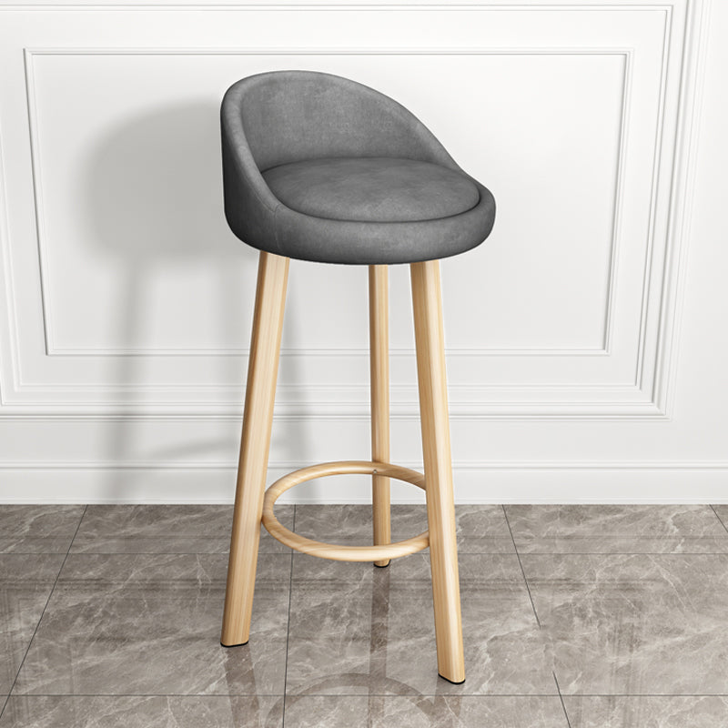 Modern Style Bar-stool with Low Back Round Leather Seat Barstools, 1 Piece Dark Gray Natural Clearhalo 'Bar Furniture' 'Bar Stools' 'bar_stools' 'furn' 'furn_bar_stools' 'furniture_bar_stools' 'Kitchen & Dining Furniture' 'kitchen&dining_furn' 'kitchen' 'kitchen_furn' Furniture' 4440622