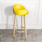 Modern Style Bar-stool with Low Back Round Leather Seat Barstools, 1 Piece Yellow Natural Clearhalo 'Bar Furniture' 'Bar Stools' 'bar_stools' 'furn' 'furn_bar_stools' 'furniture_bar_stools' 'Kitchen & Dining Furniture' 'kitchen&dining_furn' 'kitchen' 'kitchen_furn' Furniture' 4440624