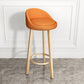 Modern Style Bar-stool with Low Back Round Leather Seat Barstools, 1 Piece Orange Natural Clearhalo 'Bar Furniture' 'Bar Stools' 'bar_stools' 'furn' 'furn_bar_stools' 'furniture_bar_stools' 'Kitchen & Dining Furniture' 'kitchen&dining_furn' 'kitchen' 'kitchen_furn' Furniture' 4440625