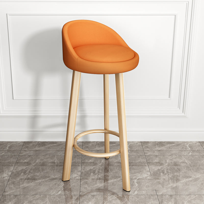 Modern Style Bar-stool with Low Back Round Leather Seat Barstools, 1 Piece Orange Natural Clearhalo 'Bar Furniture' 'Bar Stools' 'bar_stools' 'furn' 'furn_bar_stools' 'furniture_bar_stools' 'Kitchen & Dining Furniture' 'kitchen&dining_furn' 'kitchen' 'kitchen_furn' Furniture' 4440625