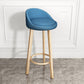 Modern Style Bar-stool with Low Back Round Leather Seat Barstools, 1 Piece Blue Natural Clearhalo 'Bar Furniture' 'Bar Stools' 'bar_stools' 'furn' 'furn_bar_stools' 'furniture_bar_stools' 'Kitchen & Dining Furniture' 'kitchen&dining_furn' 'kitchen' 'kitchen_furn' Furniture' 4440627