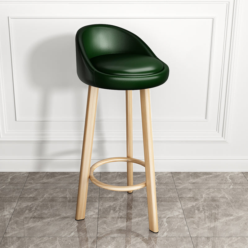 Modern Style Bar-stool with Low Back Round Leather Seat Barstools, 1 Piece Green Natural Clearhalo 'Bar Furniture' 'Bar Stools' 'bar_stools' 'furn' 'furn_bar_stools' 'furniture_bar_stools' 'Kitchen & Dining Furniture' 'kitchen&dining_furn' 'kitchen' 'kitchen_furn' Furniture' 4440628