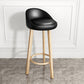 Modern Style Bar-stool with Low Back Round Leather Seat Barstools, 1 Piece Black Natural Clearhalo 'Bar Furniture' 'Bar Stools' 'bar_stools' 'furn' 'furn_bar_stools' 'furniture_bar_stools' 'Kitchen & Dining Furniture' 'kitchen&dining_furn' 'kitchen' 'kitchen_furn' Furniture' 4440629