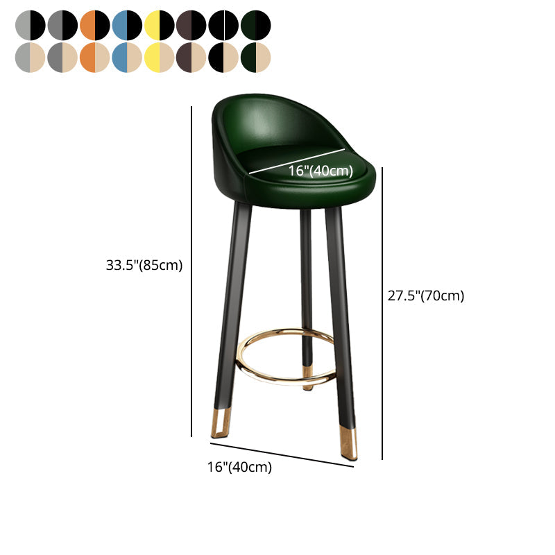 Modern Style Bar-stool with Low Back Round Leather Seat Barstools, 1 Piece Clearhalo 'Bar Furniture' 'Bar Stools' 'bar_stools' 'furn' 'furn_bar_stools' 'furniture_bar_stools' 'Kitchen & Dining Furniture' 'kitchen&dining_furn' 'kitchen' 'kitchen_furn' Furniture' 4440630