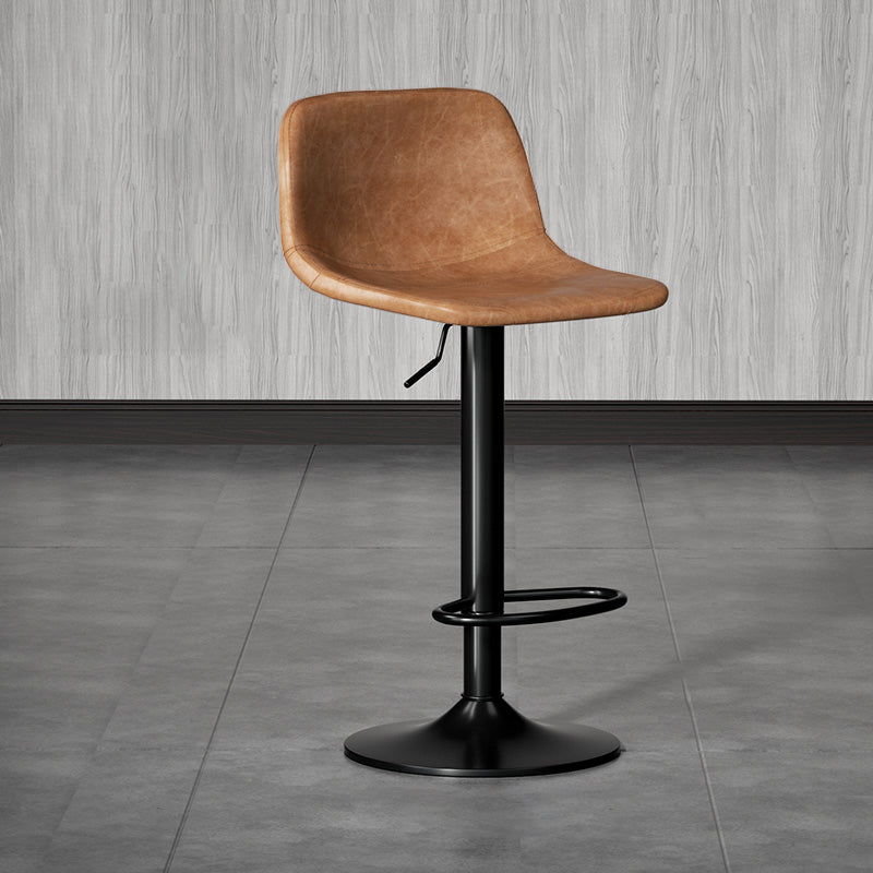 Modern Style Bar-stool with Adjustable Height Swivel Leather Seat for Kitchen Bar 1 Piece Brown Clearhalo 'Bar Furniture' 'Bar Stools' 'bar_stools' 'furn' 'furn_bar_stools' 'furniture_bar_stools' 'Kitchen & Dining Furniture' 'kitchen&dining_furn' 'kitchen' 'kitchen_furn' Furniture' 4440641