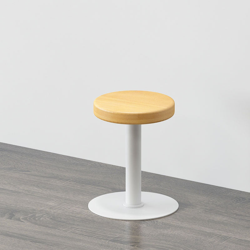 Modern Style Bar-stool Iron Leg Round Wooden Seat for Restaurant Bar 1 Piece White Short Stool(20"H) Clearhalo 'Bar Furniture' 'Bar Stools' 'bar_stools' 'furn' 'furn_bar_stools' 'furniture_bar_stools' 'Kitchen & Dining Furniture' 'kitchen&dining_furn' 'kitchen' 'kitchen_furn' Furniture' 4440650