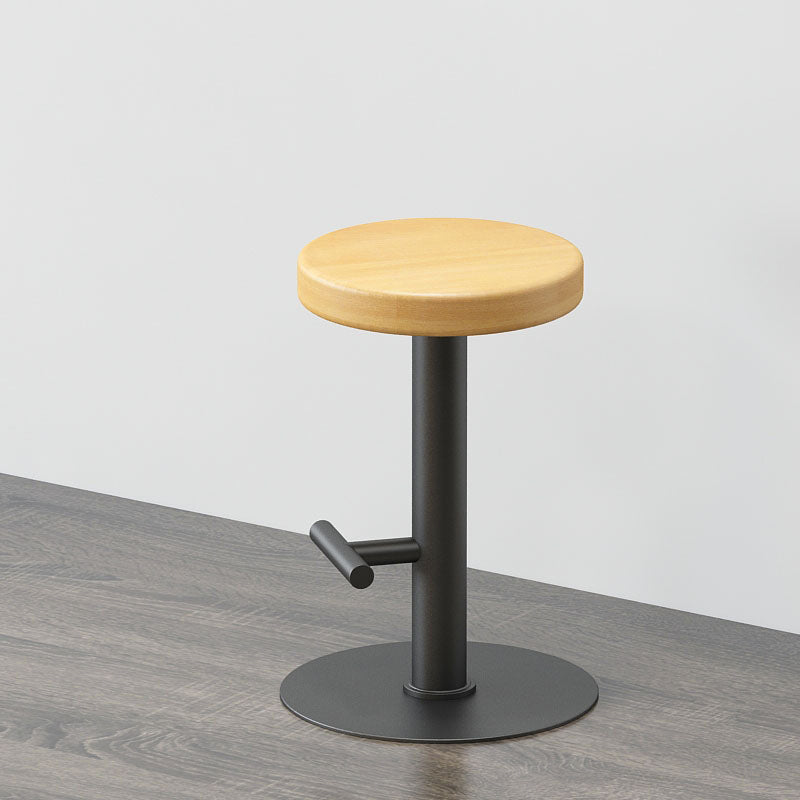 Modern Style Bar-stool Iron Leg Round Wooden Seat for Restaurant Bar 1 Piece Black Clearhalo 'Bar Furniture' 'Bar Stools' 'bar_stools' 'furn' 'furn_bar_stools' 'furniture_bar_stools' 'Kitchen & Dining Furniture' 'kitchen&dining_furn' 'kitchen' 'kitchen_furn' Furniture' 4440655