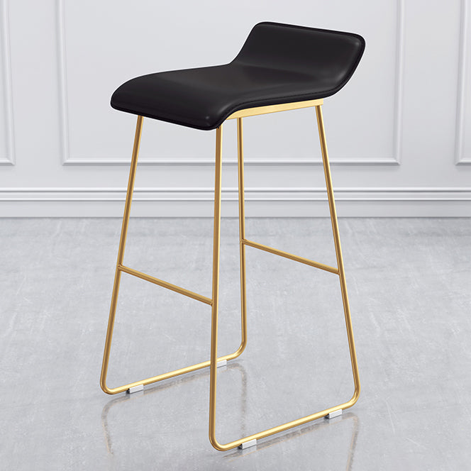 Modern Style Bar-stool Sled Legs Leather Bucket Seat for Kitchen Bar Black-Gold 1 Piece Clearhalo 'Bar Furniture' 'Bar Stools' 'bar_stools' 'furn' 'furn_bar_stools' 'furniture_bar_stools' 'Kitchen & Dining Furniture' 'kitchen&dining_furn' 'kitchen' 'kitchen_furn' Furniture' 4440664