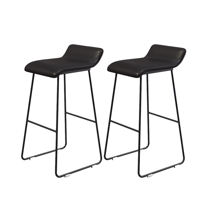 Modern Style Bar-stool Sled Legs Leather Bucket Seat for Kitchen Bar Black 2 Piece Set Clearhalo 'Bar Furniture' 'Bar Stools' 'bar_stools' 'furn' 'furn_bar_stools' 'furniture_bar_stools' 'Kitchen & Dining Furniture' 'kitchen&dining_furn' 'kitchen' 'kitchen_furn' Furniture' 4440672