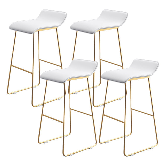 Modern Style Bar-stool Sled Legs Leather Bucket Seat for Kitchen Bar White-Gold 4 Piece Set Clearhalo 'Bar Furniture' 'Bar Stools' 'bar_stools' 'furn' 'furn_bar_stools' 'furniture_bar_stools' 'Kitchen & Dining Furniture' 'kitchen&dining_furn' 'kitchen' 'kitchen_furn' Furniture' 4440677