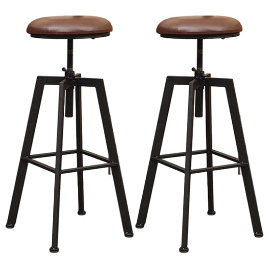 Glam Style Bar-stool with Adjustable Height Swivel Round Seat Barstool in Gold Brown 2 Piece Set Backless Clearhalo 'Bar Furniture' 'Bar Stools' 'bar_stools' 'furn' 'furn_bar_stools' 'furniture_bar_stools' 'Kitchen & Dining Furniture' 'kitchen&dining_furn' 'kitchen' 'kitchen_furn' Furniture' 4440738