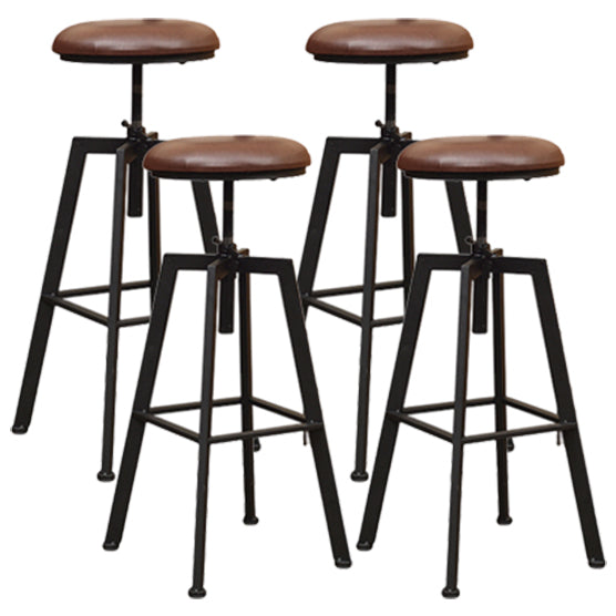 Glam Style Bar-stool with Adjustable Height Swivel Round Seat Barstool in Gold Brown 4 Piece Set Backless Clearhalo 'Bar Furniture' 'Bar Stools' 'bar_stools' 'furn' 'furn_bar_stools' 'furniture_bar_stools' 'Kitchen & Dining Furniture' 'kitchen&dining_furn' 'kitchen' 'kitchen_furn' Furniture' 4440740