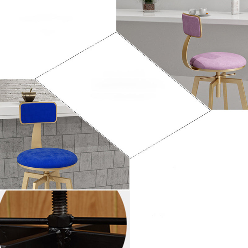 Glam Style Bar-stool with Adjustable Height Swivel Round Seat Barstool in Gold Clearhalo 'Bar Furniture' 'Bar Stools' 'bar_stools' 'furn' 'furn_bar_stools' 'furniture_bar_stools' 'Kitchen & Dining Furniture' 'kitchen&dining_furn' 'kitchen' 'kitchen_furn' Furniture' 4440748