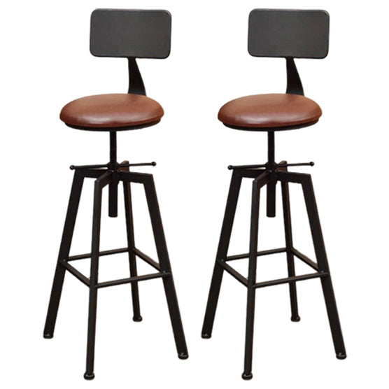 Glam Style Bar-stool with Adjustable Height Swivel Round Seat Barstool in Gold Brown 2 Piece Set Low Back Clearhalo 'Bar Furniture' 'Bar Stools' 'bar_stools' 'furn' 'furn_bar_stools' 'furniture_bar_stools' 'Kitchen & Dining Furniture' 'kitchen&dining_furn' 'kitchen' 'kitchen_furn' Furniture' 4440751